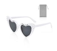 EHDWXVZM 1 pièce de lunettes en forme de coeur en perles, 1 pièce de sac à lunettes, miroir coeur pêche mariée, lunettes de soleil de mariée, lunettes de soleil enterrement de vie de garçon