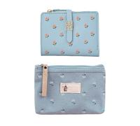 EHDWXVZM 1 Portefeuille Fleuri et 1 Porte-Monnaie en Toile Fleurie, Sac pour Femme à la Mode, Porte-Cartes Multifonctionnel, Trousse à cosmétiques Portable, Mini Sac de Rangement, Joli Sac pour Fille