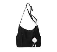 EHDWXVZM 1 Sac À Bandoulière Décontracté Noir, 1 Décoration Suspendue Mignonne, Bretelles Réglables, Sac À Bandoulière Simple Et Grande Capacité, Multifonctionnel À La Mode Pour Femmes.