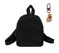 EHDWXVZM 1 Sac À Dos Noir, 1 Pendentif Capybara, Couleur Unie Simple, Mignonne Et Compacte, Universelle Pour Les Hommes Et Les Femmes, Sac À Dos En Velours À La Mode.