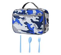 EHDWXVZM 1 Sac À Lunch Camouflage Bleu, Ensemble De Couverts 3 Pièces, Sac À Lunch Pour Garçons, Boîte À Lunch Pour Garçons, Sac À Lunch Pour Enfants, Sac À Lunch Isolé Pour Enfants