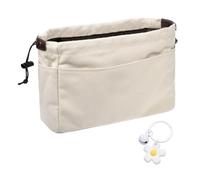 EHDWXVZM 1 sac en toile blanc cassé et 1 pendentif fleur, sac portable, sac de rangement, trousse à cosmétiques, sac de rangement pour sac à main, joli porte-clés