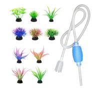 EHDWXVZM 10 Plantes Aquatiques artificielles, 1 Morceau de Tuyau d'eau d'aquarium de 1,4 m, décorations d'aquarium, Nourriture pour Plantes d'aquarium, décorations de Poissons