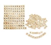 EHDWXVZM 100 Morceaux De Copeaux De Bois De L'alphabet Anglais Et 100 Morceaux De Copeaux De Bois De Symboles Numériques, Artisanat en Bois, Jouets Créatifs pour Enfants, Mini Alphabet en Bois