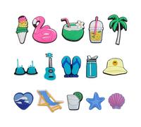 EHDWXVZM 15 Pièces De Décorations De Chaussures De Plage D'Été, Fleurs De Chaussures Décoratives, Boucles De Chaussures De Dessin Animé De Plage, Accessoires De Décoration De Chaussures