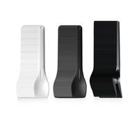 EHDWXVZM 150 pièces de cuillères à dessert et fourchettes, cuillères à dessert en PLA blanc et noir, 9,5 x 2 cm, fourchettes noires 11 x 1,3 cm