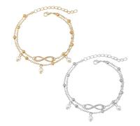EHDWXVZM 2 bracelets de cheville en perles, bracelets de cheville pour femmes, bracelets de cheville pour femmes, bracelets de cheville boho pour femmes, bijoux de plage pour femmes