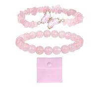 EHDWXVZM 2 Bracelets en Quartz Rose Naturel, 1 Sac De Rangement, Fabriqués avec Un Savoir-Faire Unique, Texture Naturelle, Adaptés Aux Femmes Et Aux Filles.