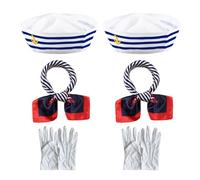 EHDWXVZM 2 chapeaux de capitaine pour hommes, 2 foulards en soie, 2 paires de protège-doigts, des vêtements de capitaine, un chapeau de marin pour femmes