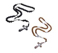 EHDWXVZM 2 Colliers Chapelet Communion Garçons, Croix, Perles en Bois