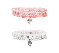 EHDWXVZM 2 Ensembles de Bracelets à Trois Couches, Bijoux Tendance pour Femmes, Perles, Cadeaux d'Anniversaire, Empilables