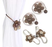 EHDWXVZM 2 Morceaux De Boucle De Rideau Magnétique Et 2 Morceaux De Sangles De Rideau, Sangles De Rideaux De Fleurs, Accessoires De Rideaux, Décorations De Rideaux, Articles Ménagers.