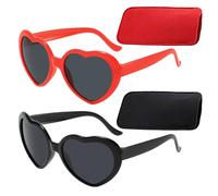 EHDWXVZM 2 paires de lunettes d'amour, 2 sacs à lunettes, lunettes de soleil d'amour, lunettes de pose, lunettes de soleil street style, lunettes de soleil rétro à la mode, lunettes de fête