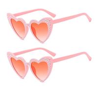 EHDWXVZM 2 pièces de lunettes d'amour, lunettes de soleil d'anniversaire, lunettes en forme de cœur incrustées de diamants, lunettes de soleil personnalisées en forme de cœur, accessoires de fête
