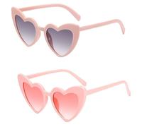 EHDWXVZM 2 pièces de lunettes de soleil roses, lunettes de soleil d'amour, lunettes de soleil rétro à la mode, lunettes de soleil de style rue pour femmes, adaptées aux fêtes et à la plage
