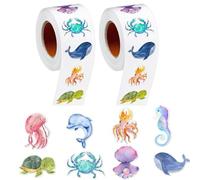 EHDWXVZM 2 Rouleaux D'Autocollants Animaux sous-Marins, Motifs sous-Marins Créatifs, pour Enfants, Autocollants Imperméables Et Indéchirables, Papeterie Et Décoration pour Objets du Quotidien.