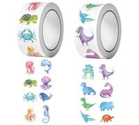 EHDWXVZM 2 Rouleaux D'Autocollants d'animaux Marins De Dessin Animé, Autocollants pour Enfants, Autocollants Imperméables, Peuvent Décorer des Planches À roulettes, des Valises, des Cahiers.