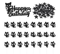 EHDWXVZM 25 Pièces D'Inserts De Cartes À Thème De Chat Et 1 Paquet De Confettis, Inserts De Cartes Créatifs Et Mignons, Décorations De Gâteaux, Fournitures De Fête.