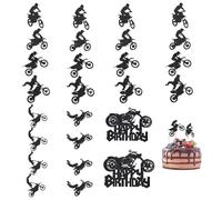 EHDWXVZM 26 Décorations De Gâteaux De Moto, Décorations d'anniversaire De Moto, Décorations De Gâteaux pour Hommes, Décorations d'anniversaire De Vélo, Décorations De Fête De Moto Tout-Terrain