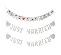 EHDWXVZM 3 Pièces Bannières Just Married, Bannières De Décoration De Mariage, Décorations De Mariage en Plein Air, Bannières De Décoration De Mariage, Bannière Just Married Love