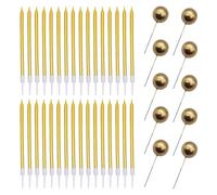 EHDWXVZM 36 Morceaux De Bougies Dorées Et 10 Morceaux De Plug-Ins De Balle Doré, Décorations De Gâteaux, Fournitures De Fête d'anniversaire.