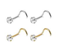 EHDWXVZM 4 clous de nez en zircon, clous de nez pour dames, clous de nez en forme de S, accessoires décoratifs pour dames, bijoux piercing anneau de nez en or