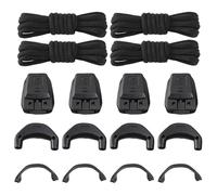 EHDWXVZM 4 Lacets De Chaussures Élastiques Noirs Et 12 Morceaux D'Accessoires En Plastique, Lacets De Chaussures Simples Et Polyvalents, Fournitures De Baskets, Accessoires De Chaussures.