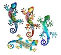 EHDWXVZM 4 Pièces Décoration Murale Gecko, Décoration De Clôture De Jardin, Décoration Murale Extérieure, Mur De Décoration Gecko Coloré