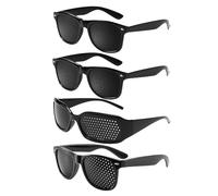 EHDWXVZM 4 Pièces Lunettes à sténopé, lunettes à petits trous, lunettes poreuses, lunettes perforées, lunettes d'entraînement oculaire, lunettes créatives, unisexe (noir)