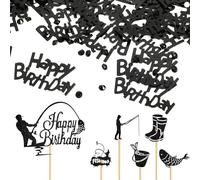 EHDWXVZM 6 Pièces D'Inserts De Gâteau De Pêche, 1 Paquet De Confettis D'Anniversaire, Cartes D'Anniversaire Sur Le Thème De La Pêche, Inserts De Cupcakes Diy, Décorations De Fête De Pêche