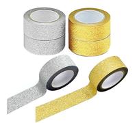 EHDWXVZM 6 Rouleaux De Ruban Pailleté, Ruban De Décoration Pailleté, Ruban De Décoration Artisanal Bricolage, Bandes De Paillettes Collantes, Accessoires De Décoration Auto-Adhésifs
