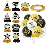 EHDWXVZM 9 Morceaux D'Ornements sur Le Thème De La Retraite, 12 Morceaux De Ballons Et 1 Rouleau De Ruban De Ballon, Décorations Créatives, Fournitures De Pansement De Fête.
