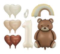 EHDWXVZM Ballon d'ours De 1 Morceau, Ballon Arc-en-Ciel De 1 Morceau, Ballons d'amour 6 Pièces, Ballon Numéro 1 De 1 Pièce, 1 Rouleau De Ruban, Arrangement De Scène De Fête.