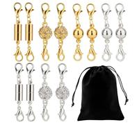 EHDWXVZM Boucles À Bijoux Magnétiques 12 Pièces, Sac De Rangement 1 Pièce, Conception Magnétique Solide, Offrent Une Prise Ferme, Adaptées À La Connexion De Colliers Et De Bracelets