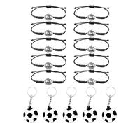 EHDWXVZM Lot de 10 bracelets de football, 5 pendentifs de football, bracelets de sport de ballon, bracelets de football tissés, bracelets de sport réglables, bracelets de football pour enfants