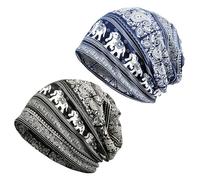 EHDWXVZM Lot De 2 Bonnets Tricotés, Bonnet À Motif D'Éléphant, Bonnet D'Hiver Chaud Coupe-Vent, Bonnet Doux Et Ample, Bonnet De Chimiothérapie Unisexe, Bonnet Anti-Chute De Cheveux