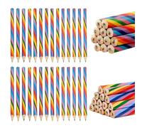 EHDWXVZM Lot de 28 crayons arc-en-ciel triangulaires arc-en-ciel à tige hexagonale pour enfants