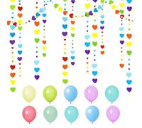 EHDWXVZM Lot de 3 guirlandes décoratives colorées en forme de cœur, 10 ballons, décorations de fête à suspendre