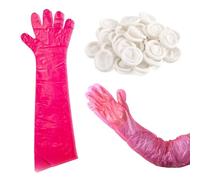 EHDWXVZM Lot de 50 protège-doigts à manches longues, 20 doigts en latex, gants de sages-femmes pour animaux de ferme, doigts longs vétérinaires