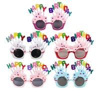 EHDWXVZM Lunettes d'anniversaire 5 pièces, lunettes de décoration d'anniversaire, lunettes de soleil amusantes, accessoires pour les yeux de décoration de fête, lunettes joyeuses