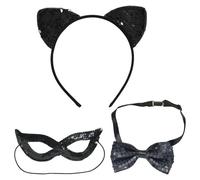 EHDWXVZM Masque d'oreille en 1 Partie, Masque Oculaire d'une Partie Et Mouche d'une Pièce, Remuant À Paillettes, Accessoires De Rôle, Fournitures De Déguisation De Fête.