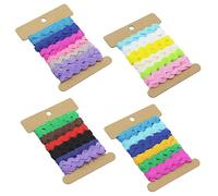 EHDWXVZM Paquet De 4 Rubans Ondulés Colorés, Rubans À Bords Incurvés De 5 Mm, Rubans Décoratifs pour La Couture, Dentelle en Tissu en Forme De S, Adaptés Aux Vêtements Et Aux Emballages Cadeaux
