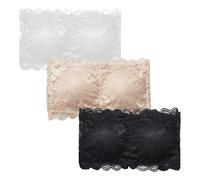 EHDWXVZM Soutien-Gorge Bandeau sans Bretelles 3pcs, Blanc, Noir, Couleur Peau, Taille S