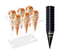 EHDWXVZM Support de cornet de glace 1 pièce, plateau en papier de crème glacée 10 pièces, support de crème glacée, support de cornet de neige de crème glacée, présentoir de crème glacée