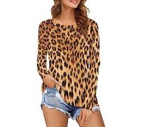 Eheartsgir T-shirt à manches longues pour femme - Séchage rapide - Grande taille - Sweatshirt décontracté pour l'extérieur, léopard, 6X-Large