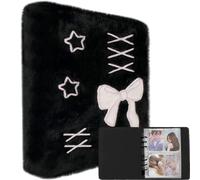 EHERDM Classeur de cartes photo en peluche avec 20 pages intérieures amovibles A6 - Album photo Kpop à 4 pochettes - Pages transparentes double face - Porte-cartes pour photos de 7,6 cm