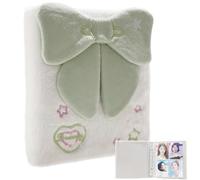 EHERDM Joli classeur de cartes photo en peluche avec 20 pages intérieures transparentes A6 Kpop Album photo double face 4 poches intérieures 7,6 cm Porte-cartes Kpop Vert
