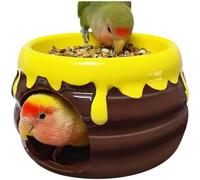 EHERDM Nichoir à oiseaux en céramique avec bol de nourriture, pot à miel, nichoir décoratif pour perroquets, inséparables, perruches, calopsittes et perruches