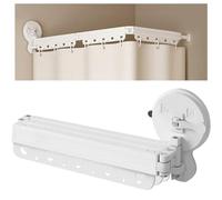 EHERDM Tringle à rideau de douche pliable à fixation murale avec ventouses sans perforation, pliable à 360°, pour salle de bain, baignoire, étagère à linge rétractable à 3 volets, 104,1 cm