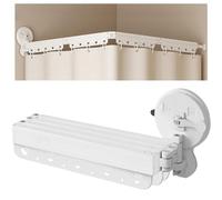 EHERDM Tringle à rideau de douche pliable à fixation murale, sans perforation, ventouses à 360°, pour salle de bain, baignoire, étagère à linge rétractable à 4 volets, 137,2 cm